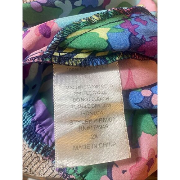 Hailey & Co Womens Navy Multi Colored Floral Ruffle Smocked Jumpsuit Size 2XL - Picture 6 of 6